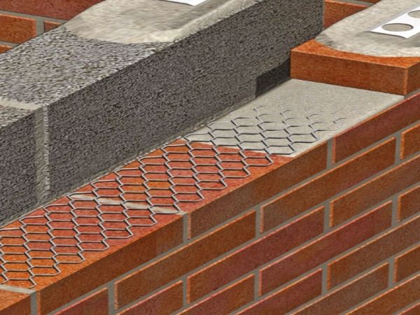 Hexagonal brick reinforcement expanded metal is applied on brick walls and mesh opening details.