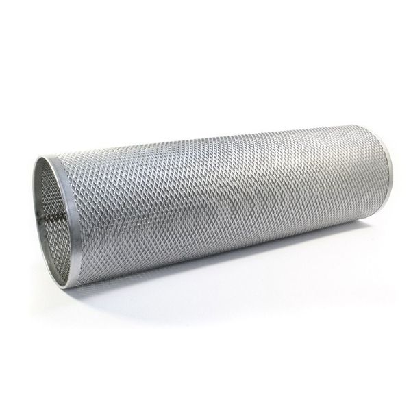A small hole expanded metal filter cylinder is displayed.