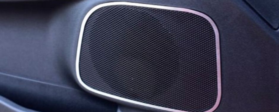 Small hole expanded metal speaker cover in the cab
